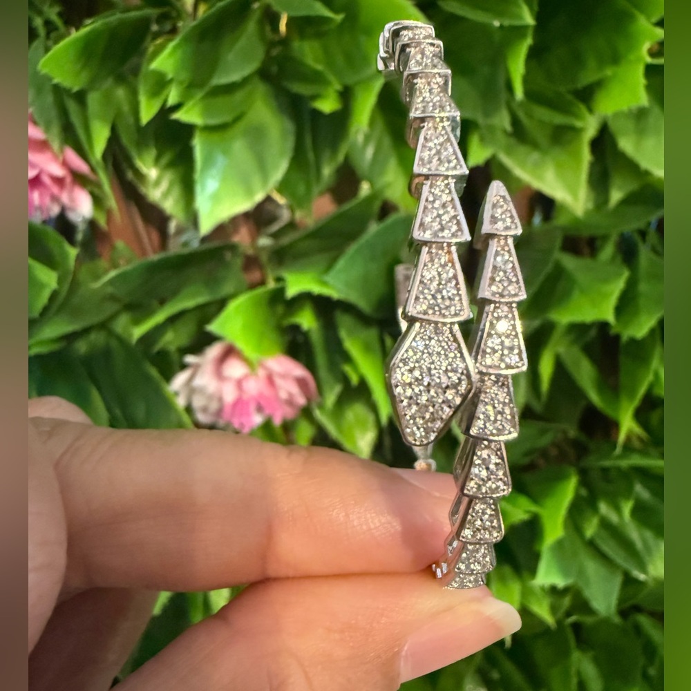 14k 16k white gold serpenti snake cz bangle bracelet - Picture 5 of 11